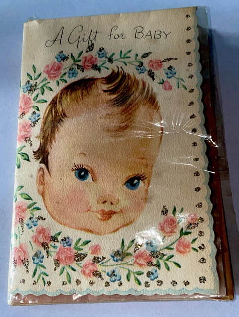 Vintage 1920’s-30’s Unisex A Gift For Baby Mini Card Adorable Baby Face Portrait