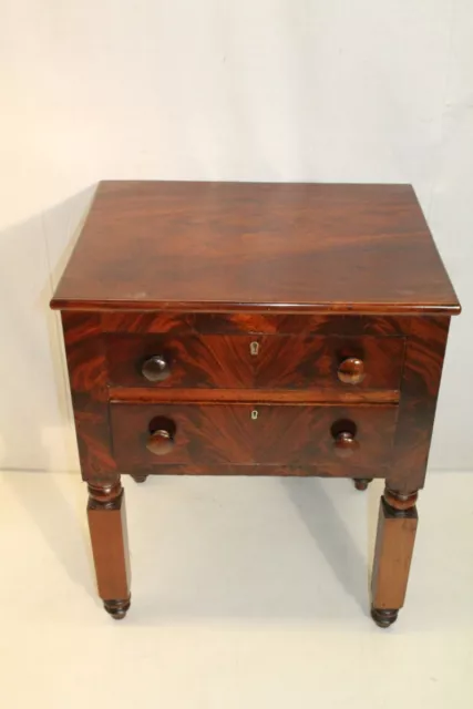 Antique 19th c American Empire Mahogany Bedside Table Nightstand, 2