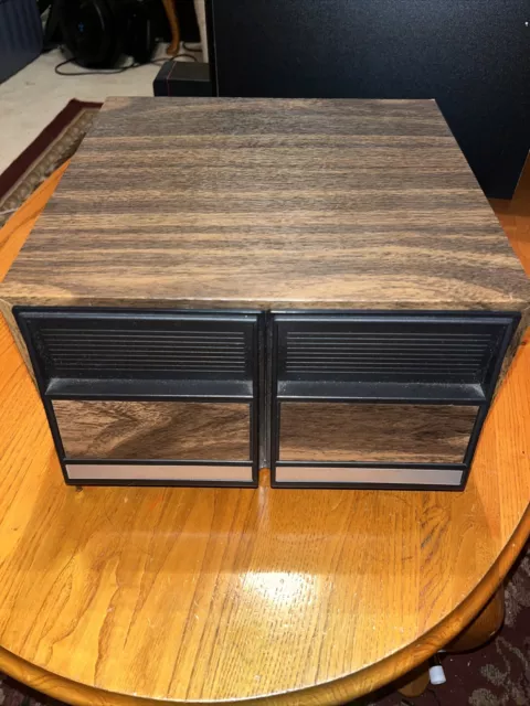 Vintage CD Holder 2 Drawers Storage Cabinet for 40 Compact Discs, Faux Wood Case