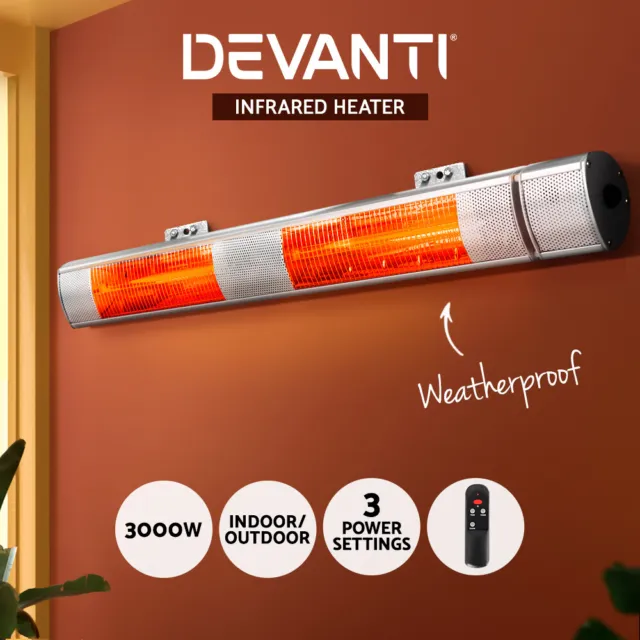 Devanti Electric Infrared Strip Heater Radiant Heaters Reamote control 3000W