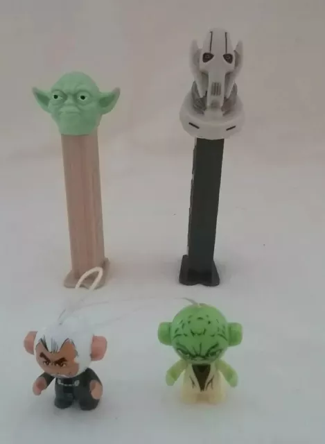 🛰Star Wars Figurines + Pez Dispensers Yoda And General Grievous RARE