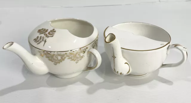 Vintage Invalid Feeder Cup x 2 Gold Gilded Pattern Allover