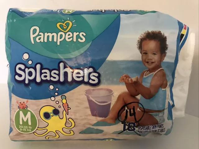 Pampers Splashers Swim Diapers Disposable Size Medium 20-33 LBs.