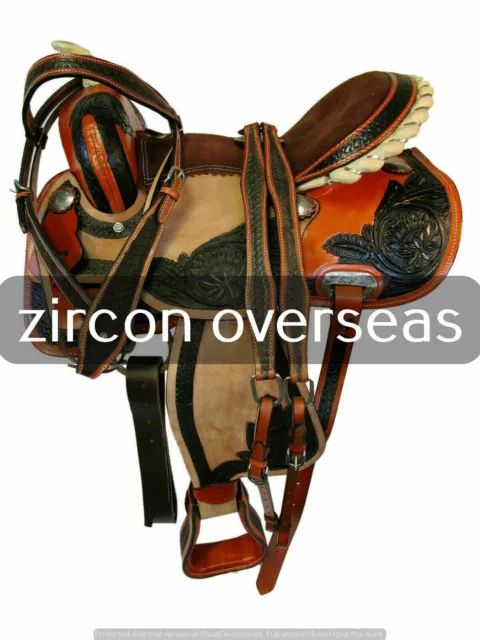 Leather Western Barrel Racing Horse Saddle Tack new brown