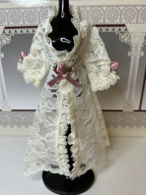 Barbie Doll Fashion Victorian Style Cream Lace Nightgown Robe Rose Lingerie