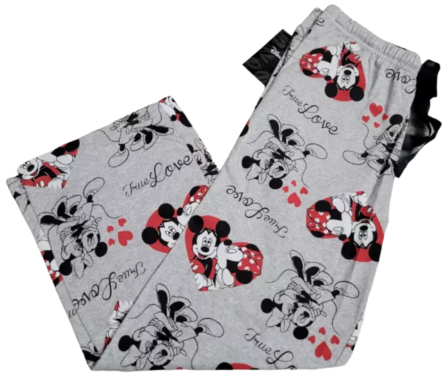 Disney Mickey & Minnie Mouse Pajama Sleepwear Jogger Black Ribbon Lounge Pants!
