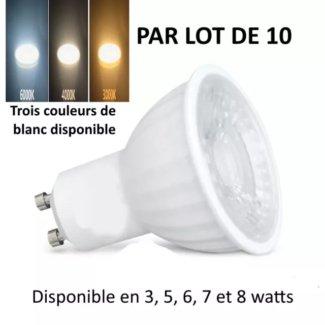 6 spots LED GU10 3 W 250 lm blanc neutre, LED SMD