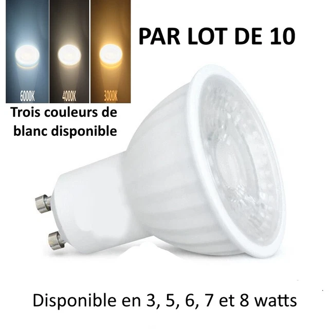 LOT DE 10 ampoule GU10 LED basse consommation de 3 a 8w au choix ! EUR