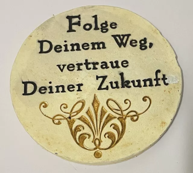 Dekostein, Steinplatte, Gedenktafel - "Folge Deinem Weg..." - unbenutzt - 680 g