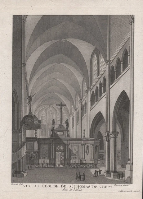 Crepy-en-Valois Collegiale Saint-Thomas Oise Hauts-de-France gravure estampe