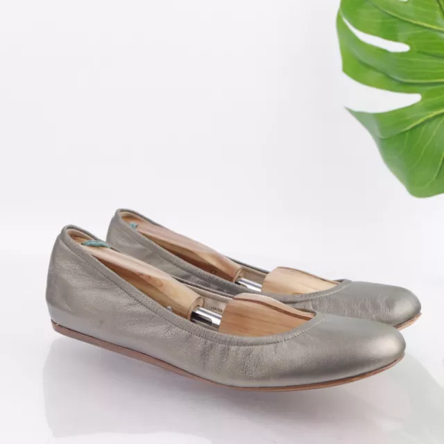 Vera Wang Lavender Women's Lillian Ballet Flats Size 10 Metallic Pewter Leather