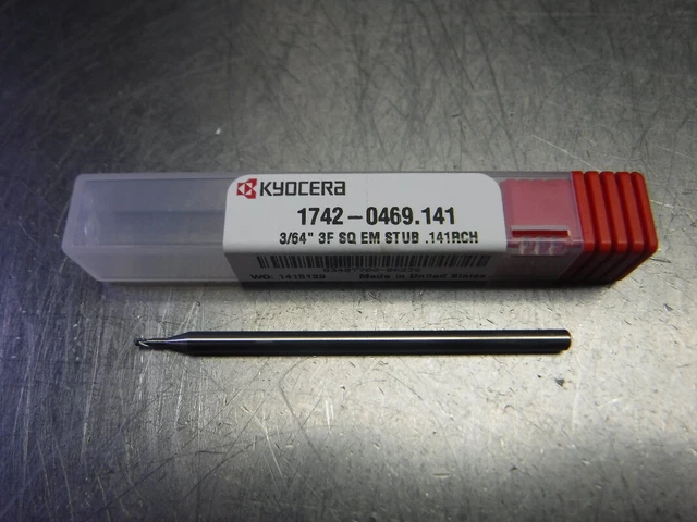Kyocera 3/64" 3 Flute Carbide Stub Endmill 1/8" Shank 1742-0469.141 (LOC3381)
