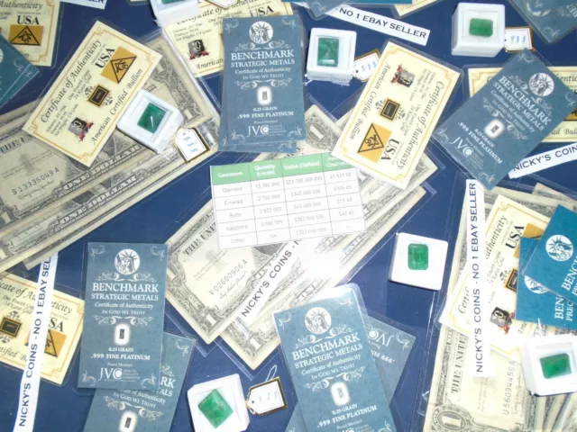 ☆ 4 Pc. Lot- Gold &Platinum-Silver Certificate- Emerald-Estate Collection Sale☆