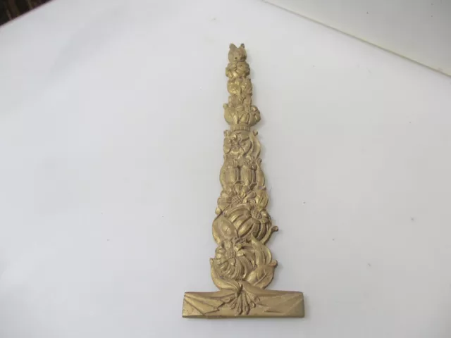 Antique Brass Furniture Ormolu Hardware Leaf Floral Mount French Flowers Old 12"
