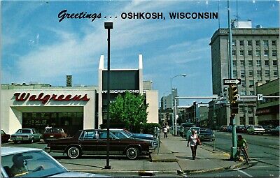 Greetings Oshkosh Wisconsin Walgreens Store Postcard
