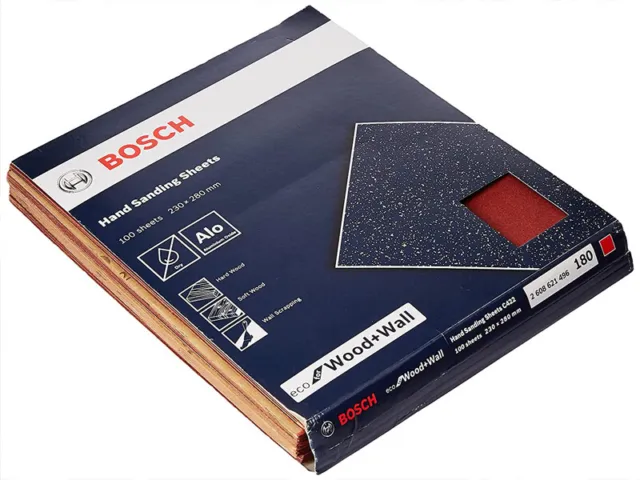 Hoja de lijado manual profesional Bosch madera y pared 230 x 280 mm arena paquete 180 100