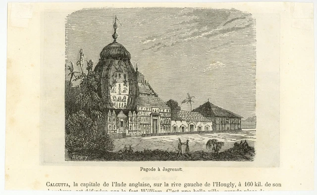 View of Calcutta India - 19th century watercolor press engraving 3