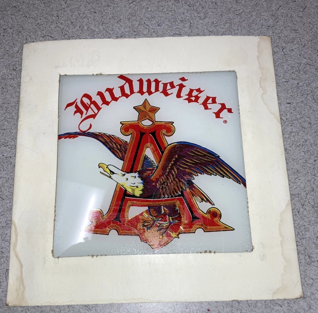 VINTAGE CARNIVAL FAIR Glass Mirror Prize Budweiser Beer 6 X 6 In