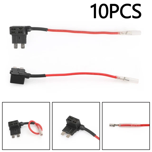 10PCS Circuit Piggy Back Pluggable Medium Standard Blade Tap Porte fusible A