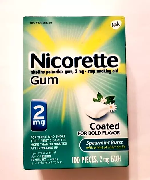 Nuevo chicle de nicotina Nicorette Spearmint Burst 2 mg - 100 unidades vencimiento 06/2026