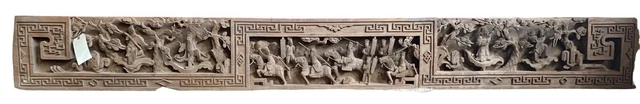 Long Antique Chinese Qing Carved Architectural camphor wood Panel