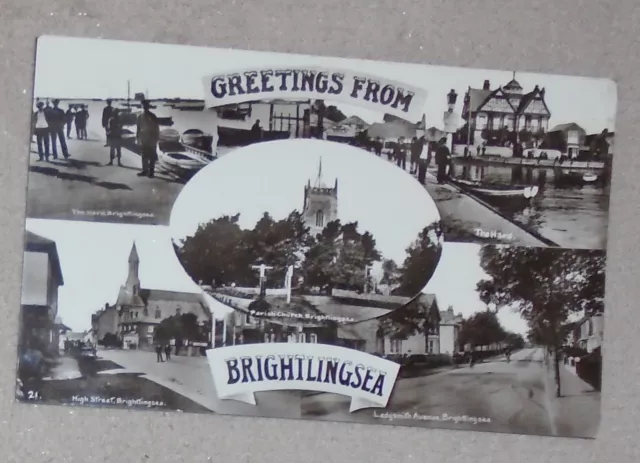 Old Real Photo Postcard Multi View Brightlingsea  Essex