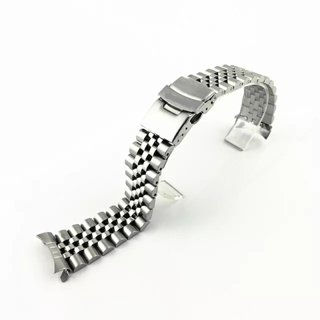 Stainless Steel Watch Band Premium Solid Metal Strap Curved End 20 22 Fit Seiko