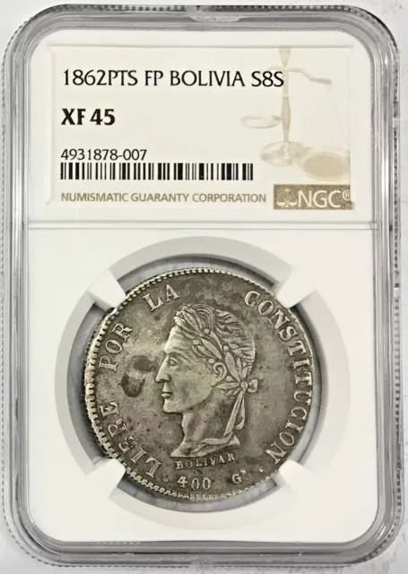 1862 pts FP Bolivia 8S NGC XF45 k138.6