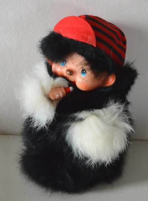 Peluche Vintage KIKI Le Singe Bleu - Monchhichi SEKIGUCHI - Fabrication France - Années 80