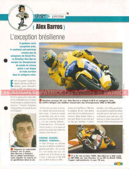 Alex BARROS Pilote Course Grand Prix GP Vitesse Joe Bar Team Fiche Moto #000184