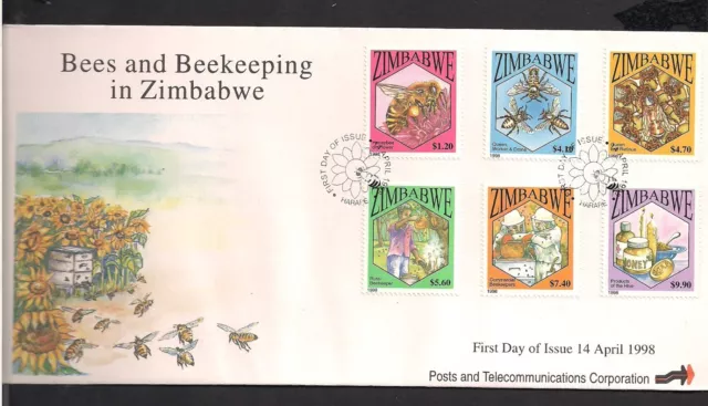 Zimbabwe FDC set 1998 Scott 796-801 Bees insects