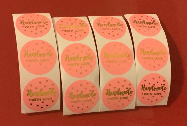 Pink Handmade With Love Labels Stickers Gift Food Craft Box
