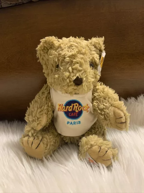 Hard Rock Cafe Paris Collectible Plush Fully Jointed Teddy Bear NWT Cute