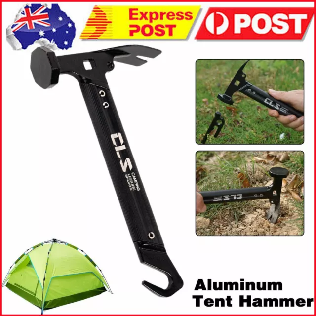 Outdoor Camping Tent Peg Hammer Fishing Hiking Stakes Nail Puller Claw Hammer