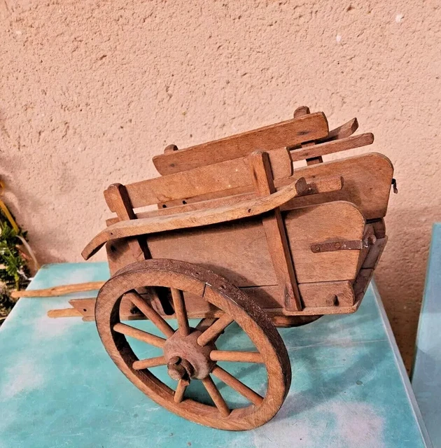 Grande Charrette Miniature En Bois - Jouet Ancien Poupée - Art Populaire