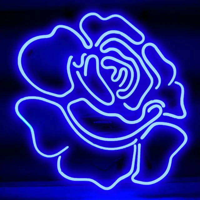 Leuchtreklame Blaue Rose Neon Sign Bar Geschäft Schlafzimmer Wand Dekor 19"x19"