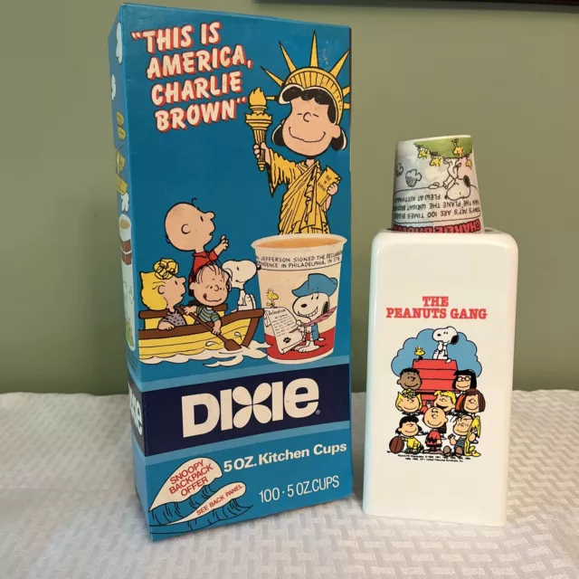 Peanuts Snoopy Woodstock 5 ounce Dixie Kitchen Cup Pop Up Dispenser & Cups