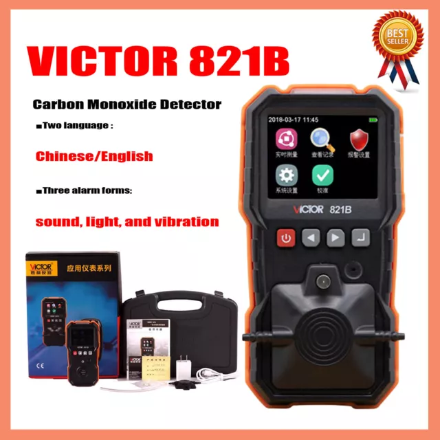 VICTOR 821B Monitor monossido di carbonio sensori di gas di alta qualità luce sonora  IK