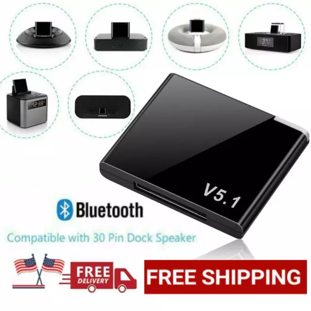 30Pin-Bluetooth 5.1 A2DP Mini Music Audio Receiver Stero Adapter for iPhone/iPod