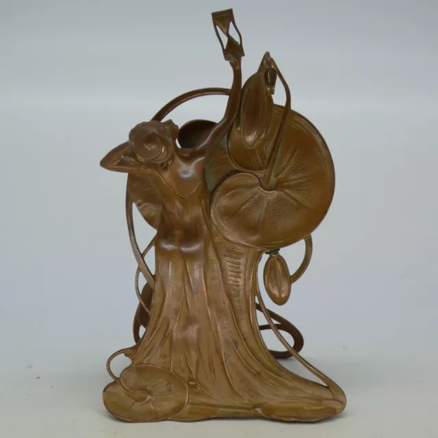 Antiker Bronze Taschenuhrständer Halter - Jugendstil Figur - Geschützt