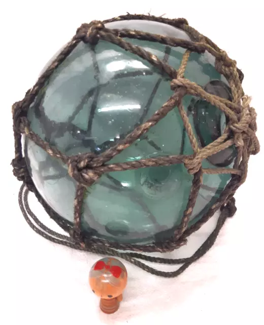 Vintage Japanese Authentic Working 12" GLASS FISHING FLOAT Net Nautical "FF" #26