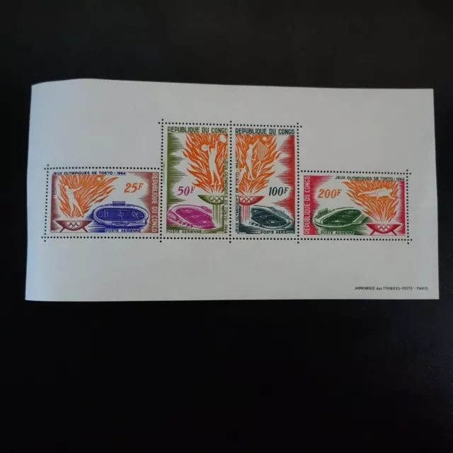 Kongo Block Bogen N°1 Spiele Olympisch 1964 Tokio neuer Stempel