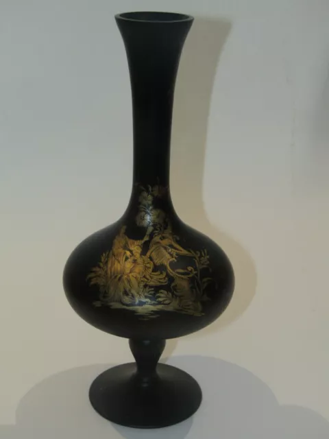 ANCIEN VASE EN OPALINE NOIR Napoléon III ANTIQUE BLACK OPALINE GLASS VASE