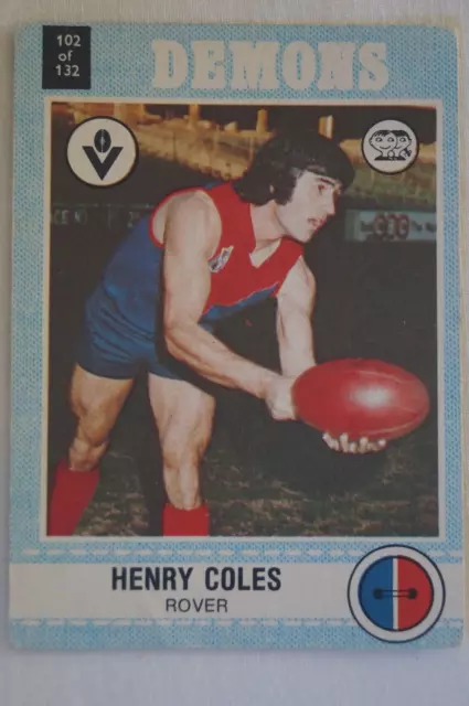 Melbourne Demons AFL-VFL Football Vintage 1977 Scanlens Footy Card Henry Coles