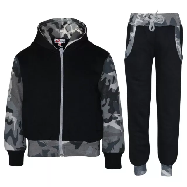 Bambini Ragazzi Tuta IN Pile Felpa con Cappuccio Fondo da Jogging Joggers 2-13