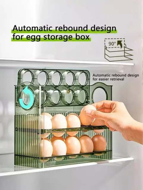 Kitchen Flip-Type Egg Storage Rack Fridge Organizer Creative Egg Holder Box- UK