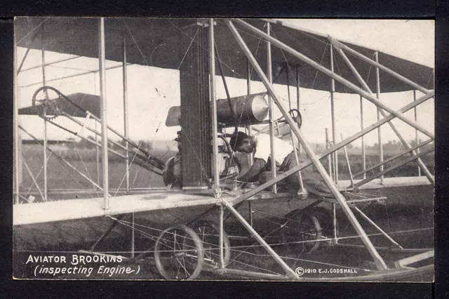 1910 WALTER BROOKINS Pioneer Aviator Harvard Boston Aero Meet Postcard