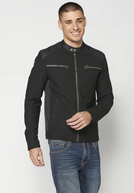 Chaqueta cazadora de tela texturizada color Negro para Hombre Koroshi