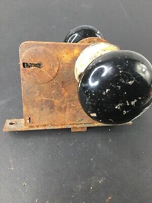 Vintage Antique Skeleton Key Black Porcelain DoorKnob Lockset Lock Hardware