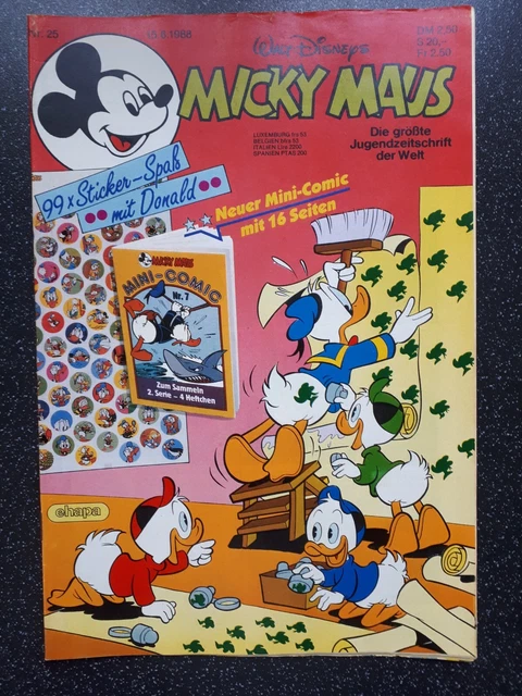 Micky Maus Heft Nr. 25 / 1988 Vom 15.06.1988 Mit Mini-Comic Und Sticker Beilage